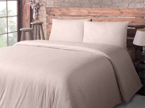 Наволочка Страйп-Сатин Бежевая 140гр 100% хлопок